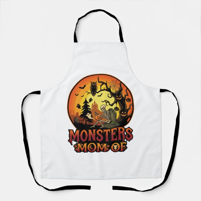 Tablier La maman des monstres Halloween squelette citrouil (Recto)