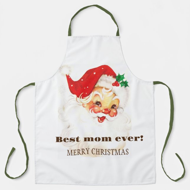Tablier La meilleure maman du monde, rétro Père Noël (Recto)