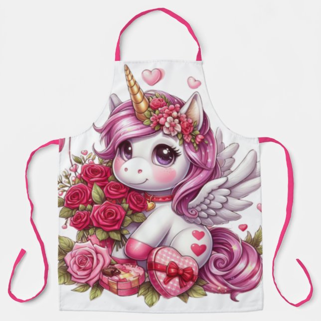 Tablier La mignonne Saint Valentin licorne (Recto)