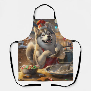 Tablier La préparation festive de Noël du Malamute d'Alask