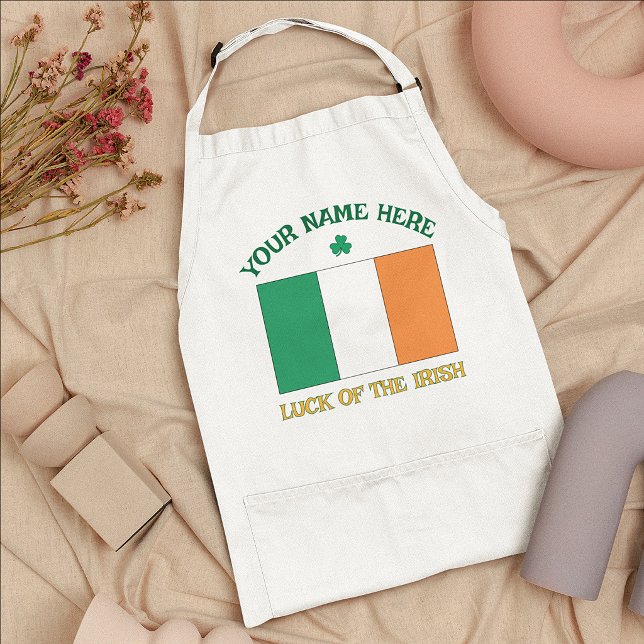 Tablier La Saint-Patrick Drapeau Irlande Nom Personnalisé  (Créateur téléchargé)