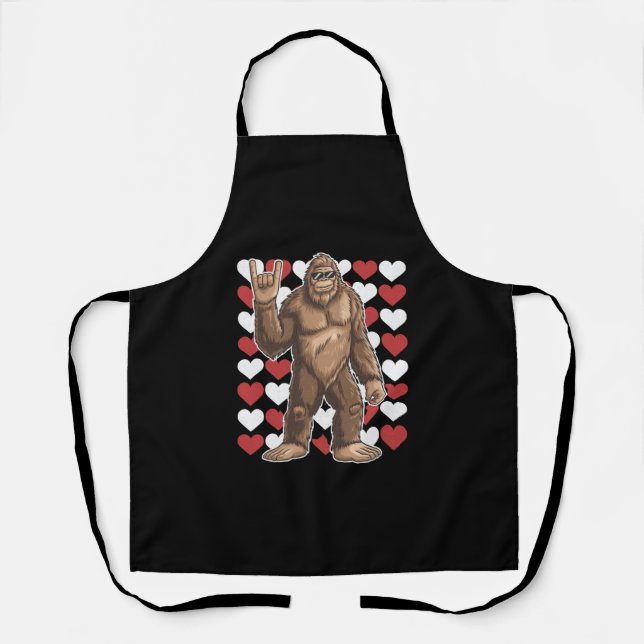 Tablier La Saint-Valentin Bigfoot Cœurs Drôles d'amour Sas (Recto)