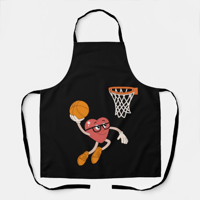 Tablier La Saint-Valentin Cœur Plongeant Basketball Mignon (Recto)