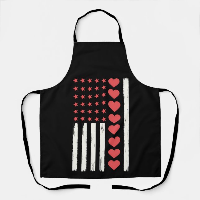 Tablier La Saint-Valentin Drapeaux américains Cœurs USA Vi (Recto)