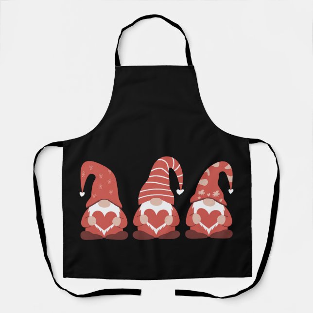 Tablier La Saint-Valentin Trois Gnomes Mignons Tenant un C (Recto)