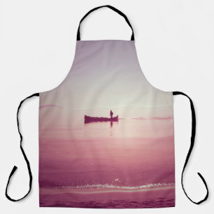 Tablier La silhouette du pêcheur avec bateau dans la mer v