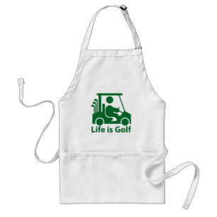 Tablier La vie est Golf Golf Golf Panier Vert Blanc Apron