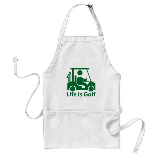 Tablier La vie est Golf Golf Golf Panier Vert Blanc Apron (Devant)