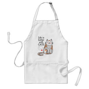 Tablier La vie est meilleure avec des chats Doodle