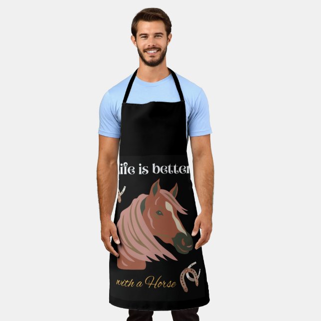 Tablier La Vie Est Meilleure Avec Les Chevaux, Apron (Porté)