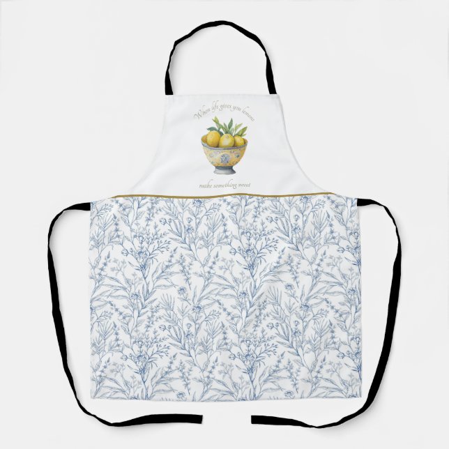 Tablier La vie vous donne citrons Inspiration Marine Bleu (Recto)