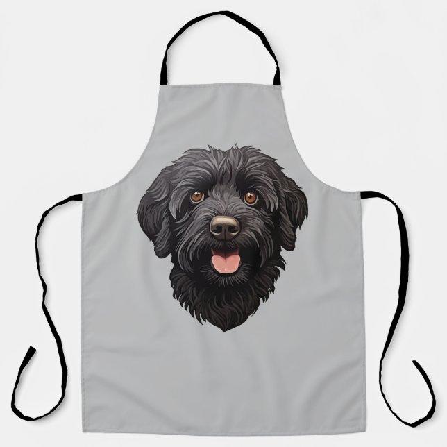 Tablier Labradoodle Chien noir (Recto)