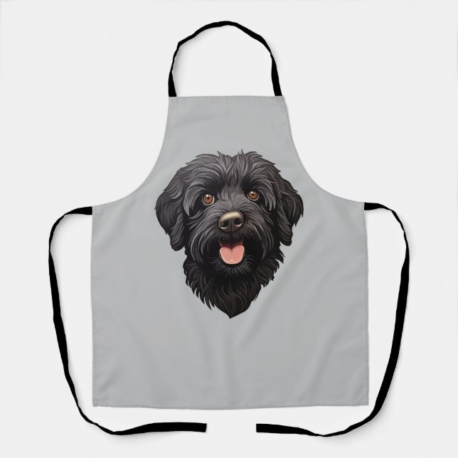 Tablier Labradoodle Chien noir (Recto)