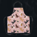 Tablier Labradoodle / Goldendoodle os et pattes Apron<br><div class="desc">Cute Labradoodle / Les chiens Goldendoodle s'assoient et se tiennent et se retournent avec crème,  abricot,  chocolat,  manteaux noirs et à parti avec des os de chien éparpillés et des motifs de pawprints.</div>