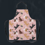 Tablier Labradoodle / Goldendoodle os et pattes Apron<br><div class="desc">Cute Labradoodle / Les chiens Goldendoodle s'assoient et se tiennent et se retournent avec crème, abricot, chocolat, manteaux noirs et à parti avec des os de chien éparpillés et des motifs de pawprints.</div>