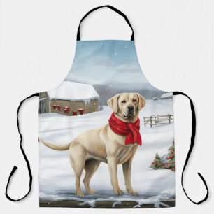 Tablier Labrador Retriever Dog in Snow Christmas