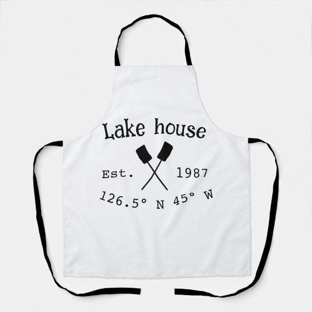 Tablier Lake house et. Date année coordonnées personnalisé (Recto)