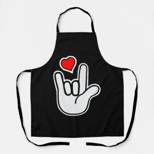 Tablier Langue des signes I Love You Sign