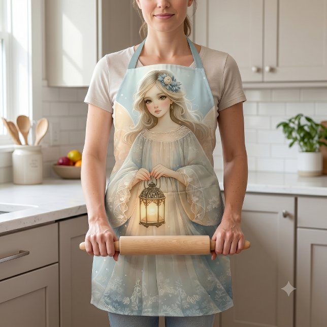 Tablier Lanterne céleste d'ange d'hiver de grâce (Celestial Winter Angel Lantern of Grace Apron)