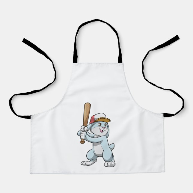 Tablier Lapin au baseball avec une batte de baseball (Recto)