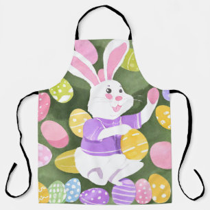 Tablier lapin avec oeufs de pâques