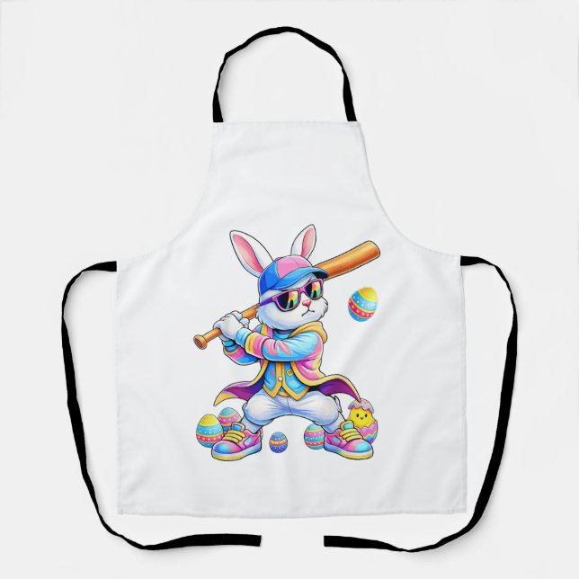 Tablier Lapin de baseball Tie Dye drôle Pâques Lapin Homme (Recto)