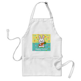 Tablier Lapin de caricature tenant des pois de carottes