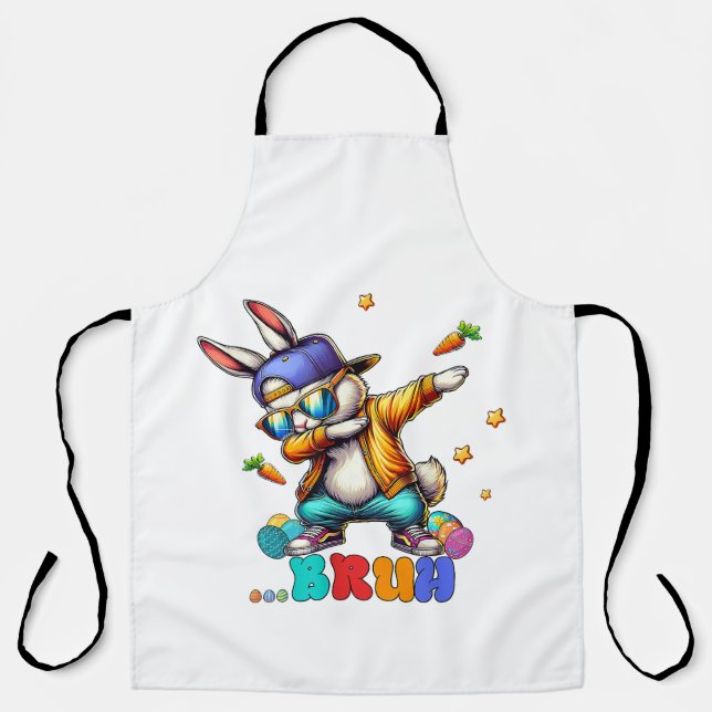 Tablier Lapin de Pâques drôle de Bruh Dab (Recto)