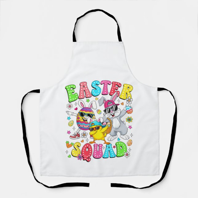 Tablier Lapin de Pâques drôle Groovy Œuf Poulet Équipe de  (Recto)