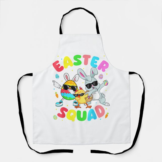Tablier Lapin de Pâques drôle Groovy Œuf Poulet Équipe de  (Recto)