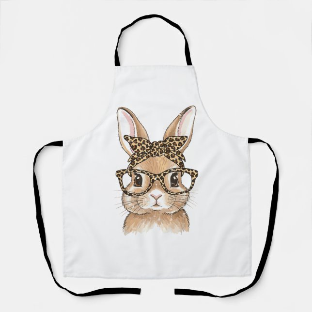 Tablier Lapin de Pâques Lunettes de léopard Bandana Femmes (Recto)