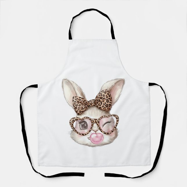 Tablier Lapin de Pâques Lunettes Mignonnes Léopard Lapin d (Recto)