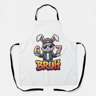 Tablier Lapin de Pâques Mème Bruh Drôle 6 7 Œufs de Pâque