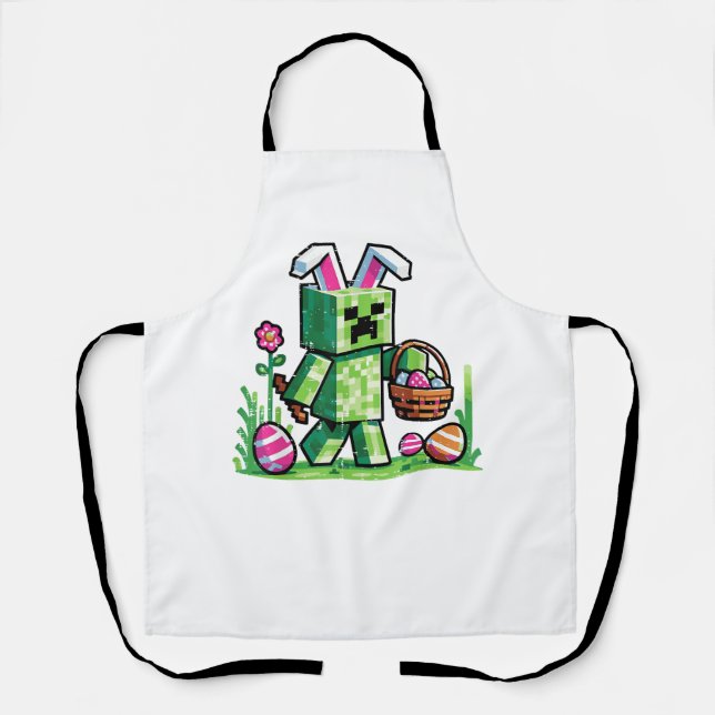 Tablier Lapin de Pâques Pixel Gaming Chasse aux œufs Garço (Recto)