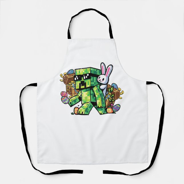 Tablier Lapin de Pâques Pixel Joueur Enfant Garçons  (Recto)