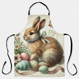 Tablier Lapin de Pâques vintage aquarelle d'oeuf