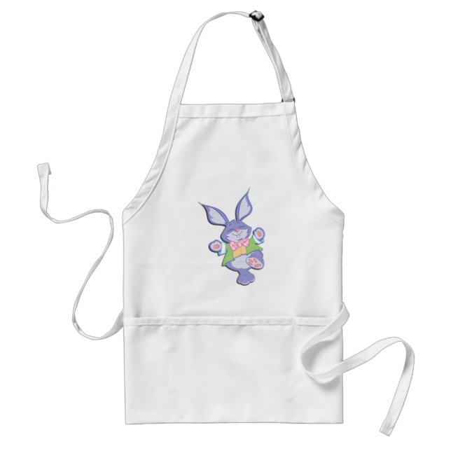 Tablier Lapin de Pâques Violet Dansant à la Menthe (Devant)