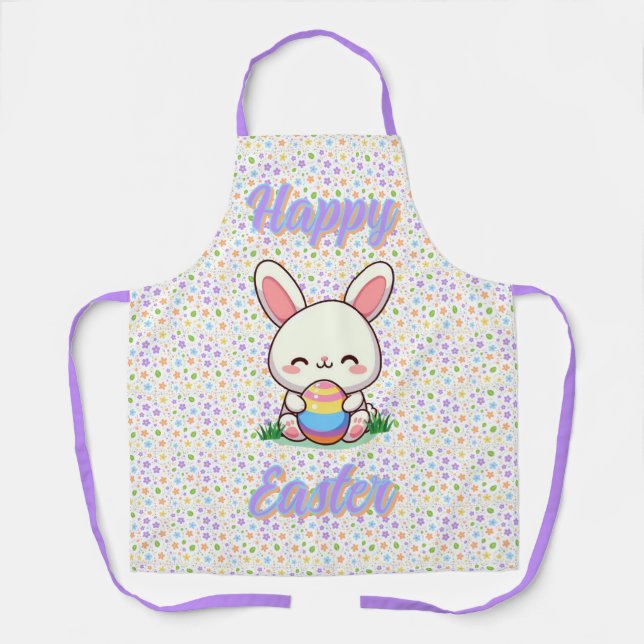 Tablier Lapin de printemps/Pâques mignon avec oeuf (Recto)