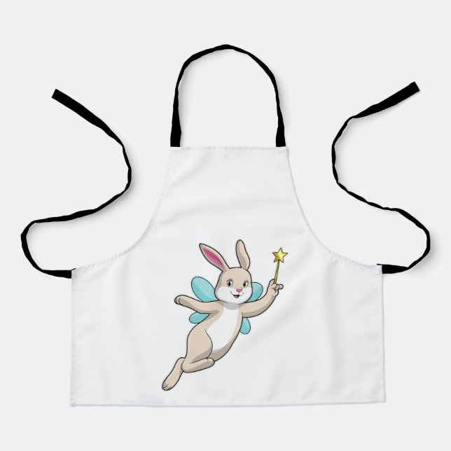 Tablier Lapin en fée avec baguette magique (Recto)