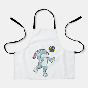 Tablier Lapin en sport avec volleyball