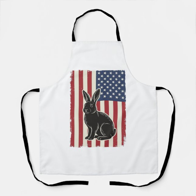 Tablier Lapin Patriotique Drapeau Américain Gravure Vintag (Recto)