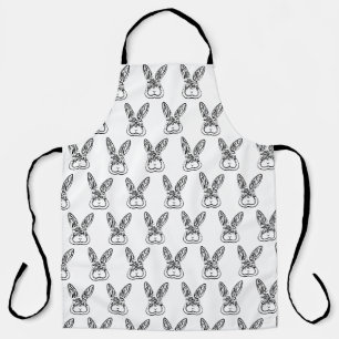 Tablier Lapin tribal noir et blanc