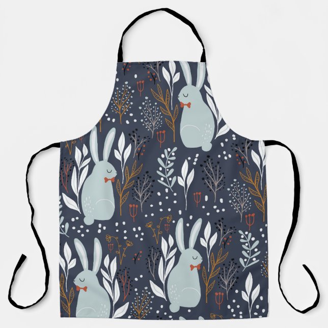 Tablier Lapins adorables : Forêt Motif sans couture (Recto)