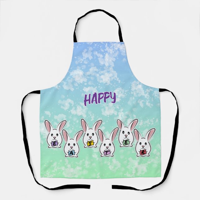 Tablier Lapins de Pâques en forme d'oeuf (Recto)
