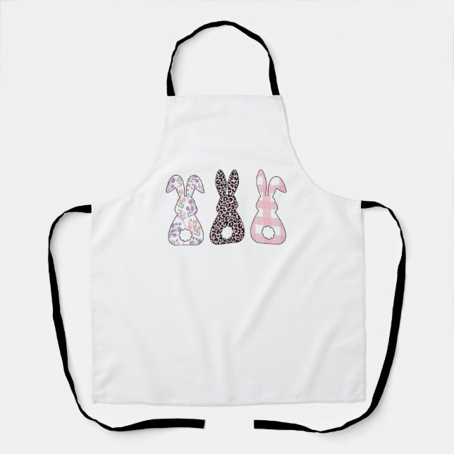 Tablier Lapins roses mignons Joyeuses Pâques Femmes Filles (Recto)