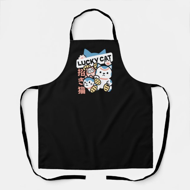 Tablier L'art du chat chanceux – Maneki Neko avec pièce d' (Recto)