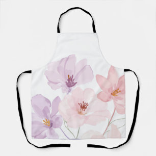 Tablier L'art floral à l'aquarelle douce – Rose pastel et