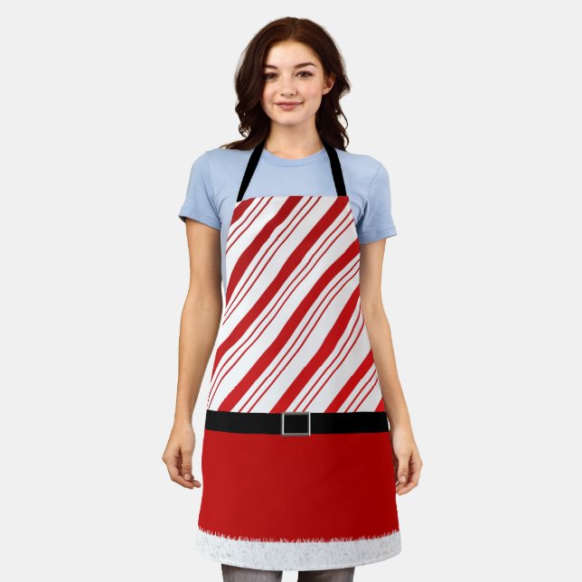 Tablier L'Assistant du Père Noël Rayures de Noël (Porté)