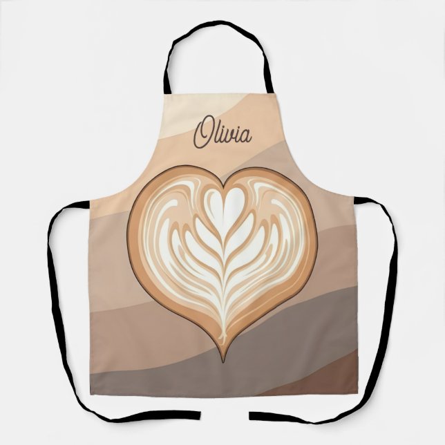 Tablier Latte Cœur Tons Terre Moderne  (Recto)