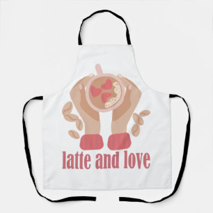 Tablier Latte et coupe d'amour, mains et citation de café